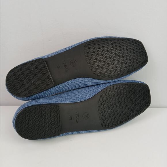 VIVAIA SZ 39 (US 8) Margot 2.0 Square Toe Washable Ballet Flats Denim Blue - Picture 7 of 8